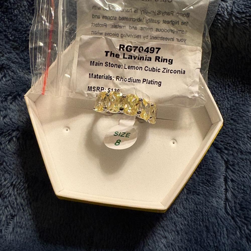 BP Ring Bundle Lemon Cubic Zirconia Rhodium Plated size 8-10